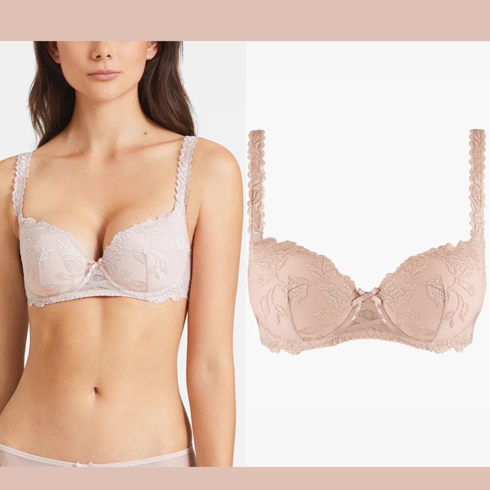 NWT $159 Aubade [ 34D US/UK ] Softessence Moulded half-cup in Skin Nude U1357‎